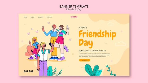 PSD gratuit modèle de page de destination de célébration de la journée de l'amitié