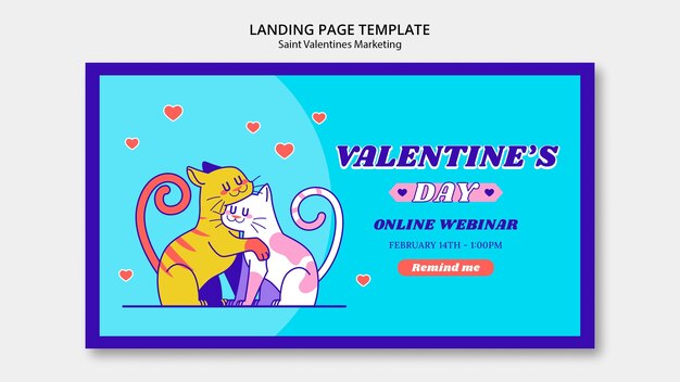 Modèle de page de destination de célébration de la saint-valentin