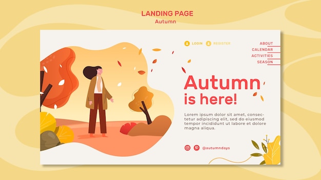 Modèle de page de destination de concept d'automne