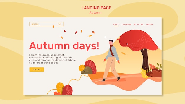 PSD gratuit modèle de page de destination de concept d'automne