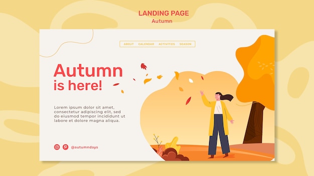 PSD gratuit modèle de page de destination de concept d'automne