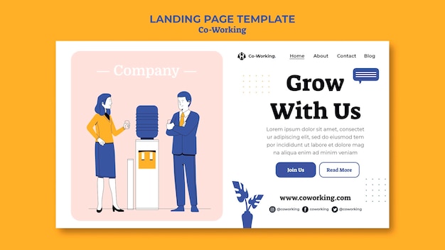 Modèle de page de destination de coworking créatif