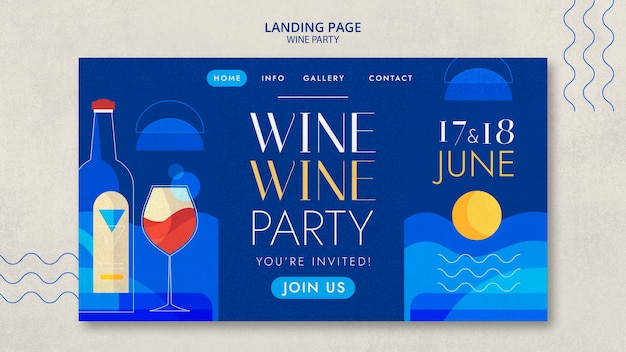 PSD gratuit modèle de page de destination de dégustation de vin