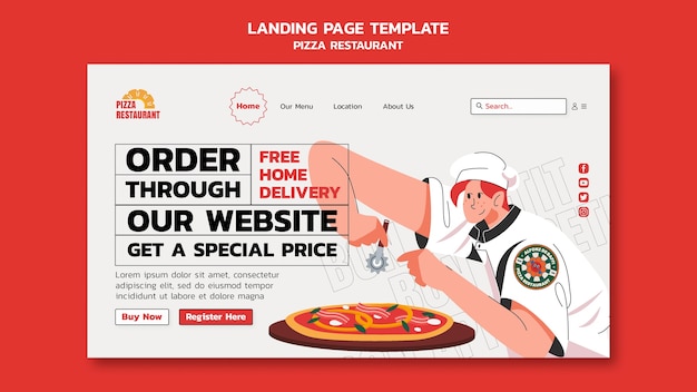 PSD gratuit modèle de page de destination de délicieux restaurant de pizza