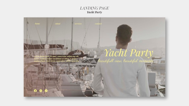 PSD gratuit modèle de page de destination de fête de yacht