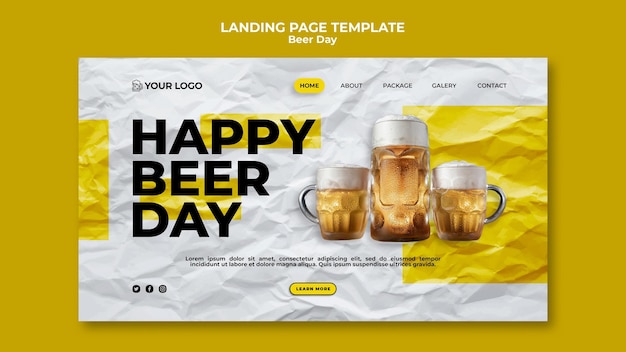 PSD gratuit modèle de page de destination de la journée de la bière