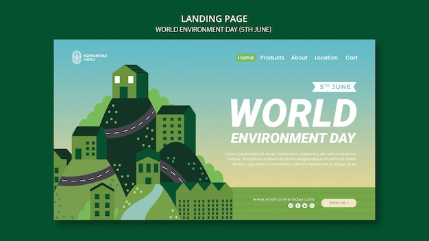 PSD gratuit modèle de page de destination de la journée mondiale de l'environnement