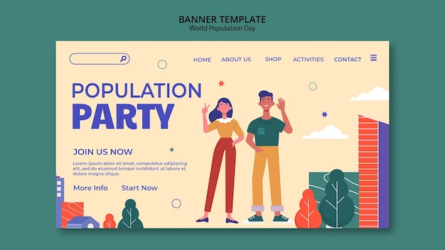 PSD gratuit modèle de page de destination de la journée mondiale de la population