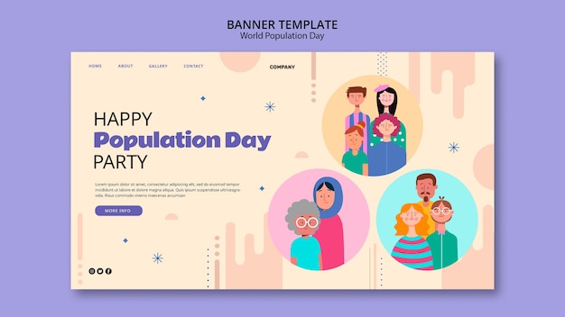 PSD gratuit modèle de page de destination de la journée mondiale de la population