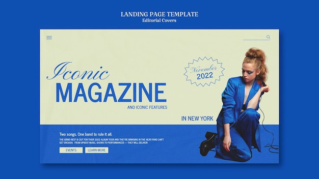 PSD gratuit modèle de page de destination de lancement de magazine éditorial