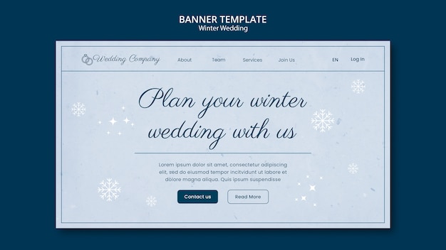 PSD gratuit modèle de page de destination de mariage d'hiver