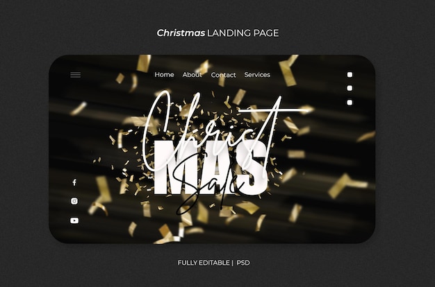 PSD gratuit modèle de page de destination de noël élégant