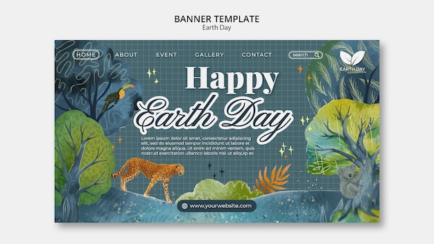 PSD gratuit modèle de page de destination pour la célébration du jour de la terre