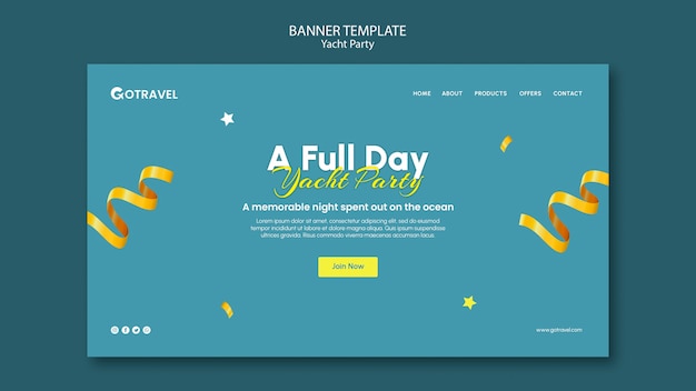 PSD gratuit modèle de page de destination pour la célébration d'une fête de yacht de luxe