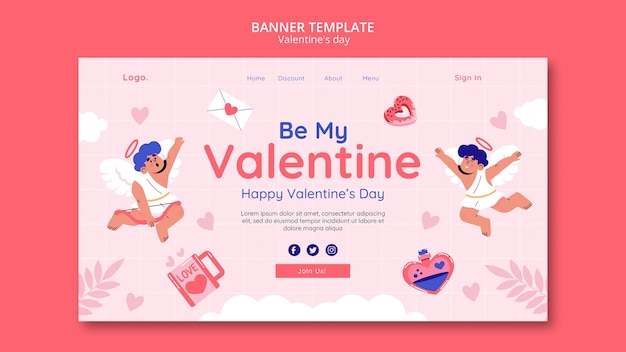 PSD gratuit modèle de page de destination pour la célébration de la saint-valentin