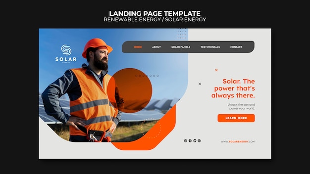 PSD gratuit modèle de page de destination pour les énergies renouvelables et durables