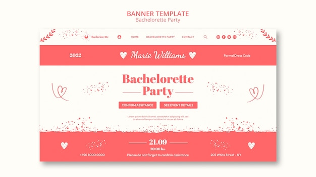 PSD gratuit modèle de page de destination pour enterrement de vie de jeune fille