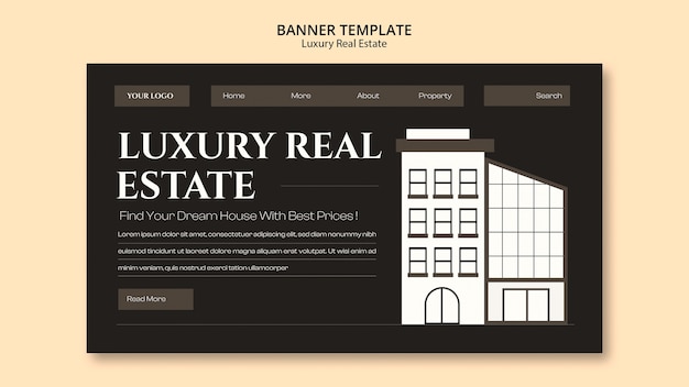 PSD gratuit modèle de page de destination pour l'immobilier de luxe