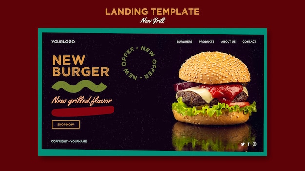 Modèle de page de destination pour le restaurant de hamburgers