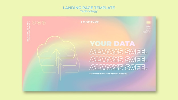 PSD gratuit modèle de page de destination pour la technologie électronique