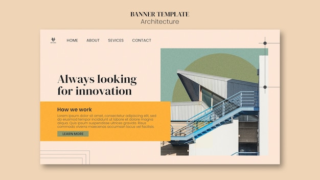 PSD gratuit modèle de page de destination de projet d'architecture