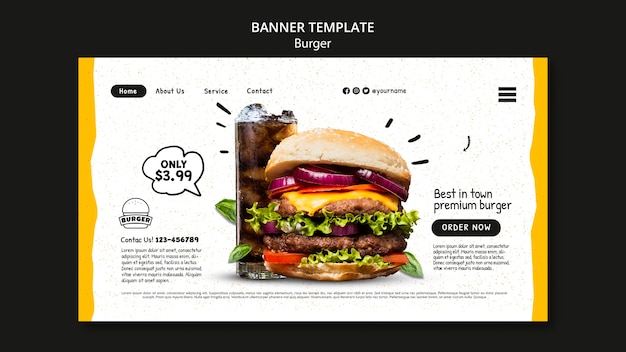 PSD gratuit modèle de page de destination de restaurant burger