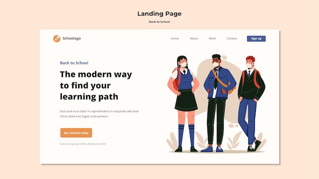 PSD gratuit modèle de page de destination de retour à l'école