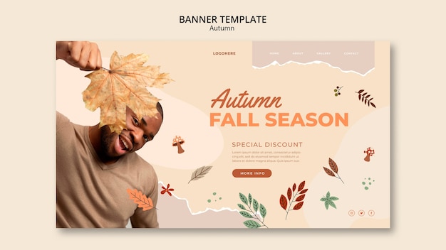 PSD gratuit modèle de page de destination de la saison d'automne