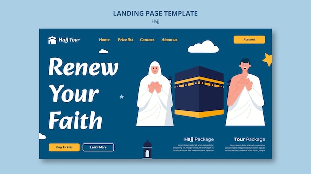 PSD gratuit modèle de page de destination de la saison du hajj