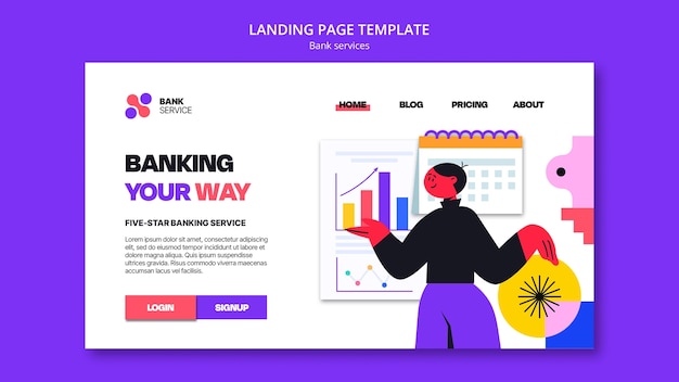 Modèle de page de destination des services bancaires