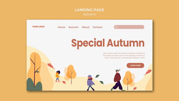 Modèle de page de destination spécial automne