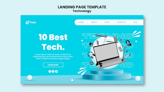 PSD gratuit modèle de page de destination de technologie minimale