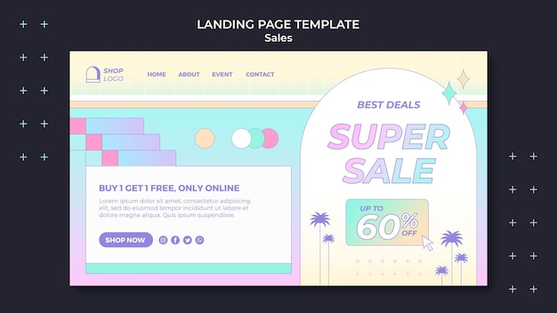Modèle de page de destination de vente rétro