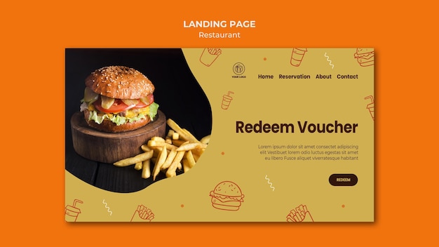 PSD gratuit modèle de page web de restaurant burger