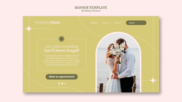 PSD gratuit modèle de planificateur de mariage design plat