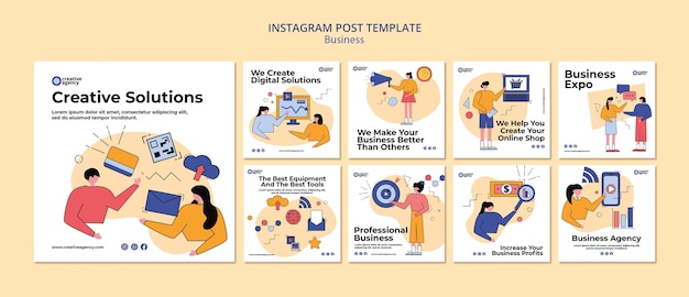 PSD gratuit modèle de publication instagram d'entreprise design plat