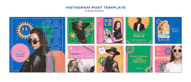 PSD gratuit modèle de publication instagram de vente de mode design plat