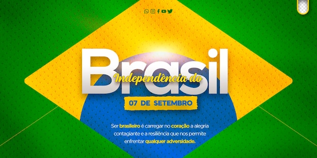 PSD gratuit modèle de publication sur les médias sociaux le 7 septembre indépendance du brésil independencia do brasil