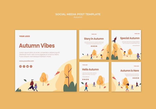 Modèle de publication de médias sociaux Autumn Vibes