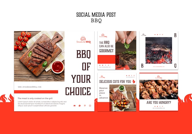 Modèle de publication sur les médias sociaux avec barbecue