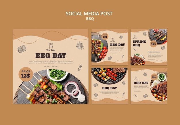 Modèle de publication de médias sociaux concept barbecue