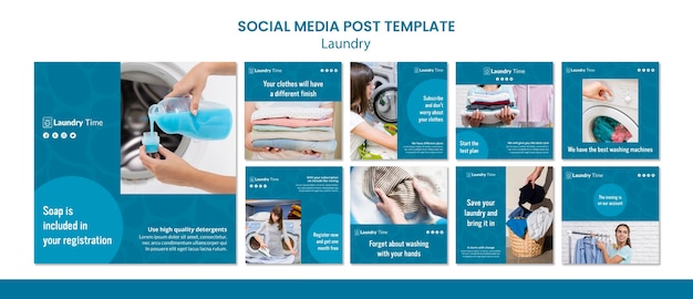 Modèle de publication sur les médias sociaux du service de blanchisserie