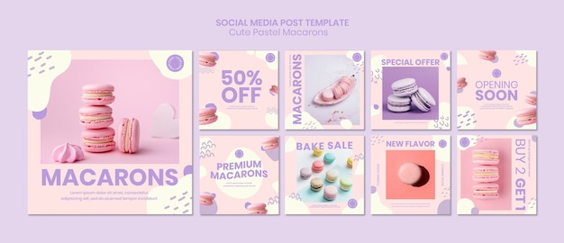 PSD gratuit modèle de publication de médias sociaux de macarons