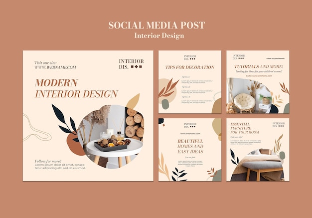 PSD gratuit modèle de publication sur les réseaux sociaux de design d'intérieur