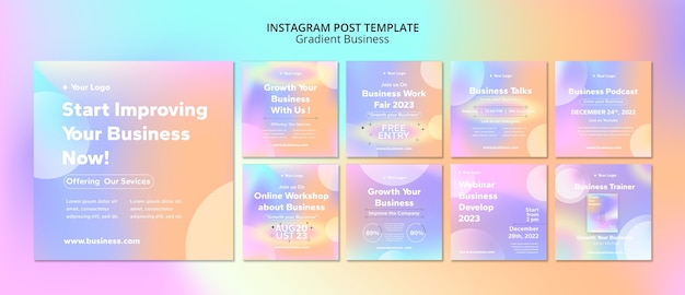 Modèle de publications instagram d'affaires dégradé dégradé