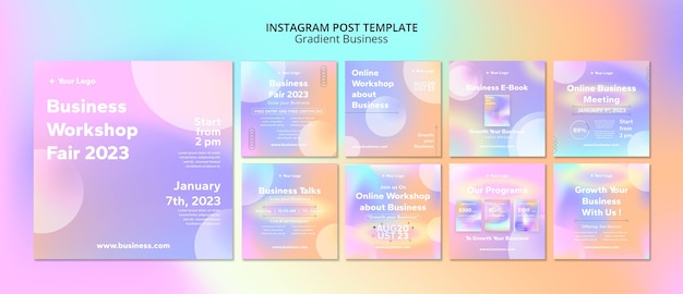 PSD gratuit modèle de publications instagram d'affaires dégradé dégradé