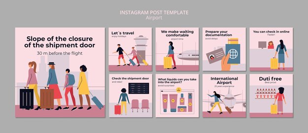 PSD gratuit modèle de publications instagram de la compagnie aéroportuaire