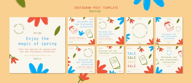 PSD gratuit modèle de publications instagram de concept de printemps