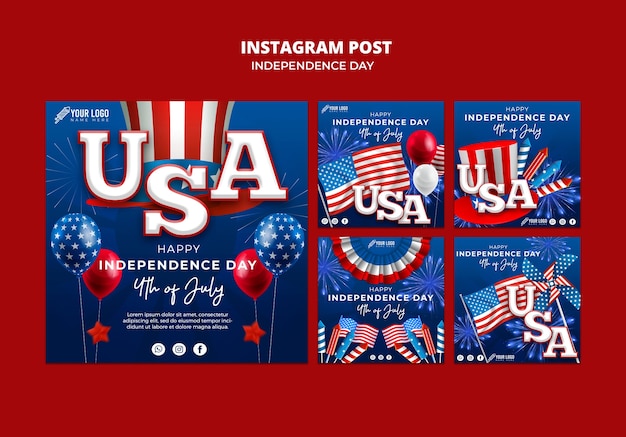 modèle de publications instagram du 4 juillet