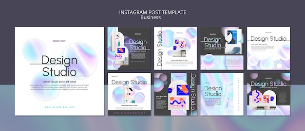 PSD gratuit modèle de publications instagram de studio de design dégradé